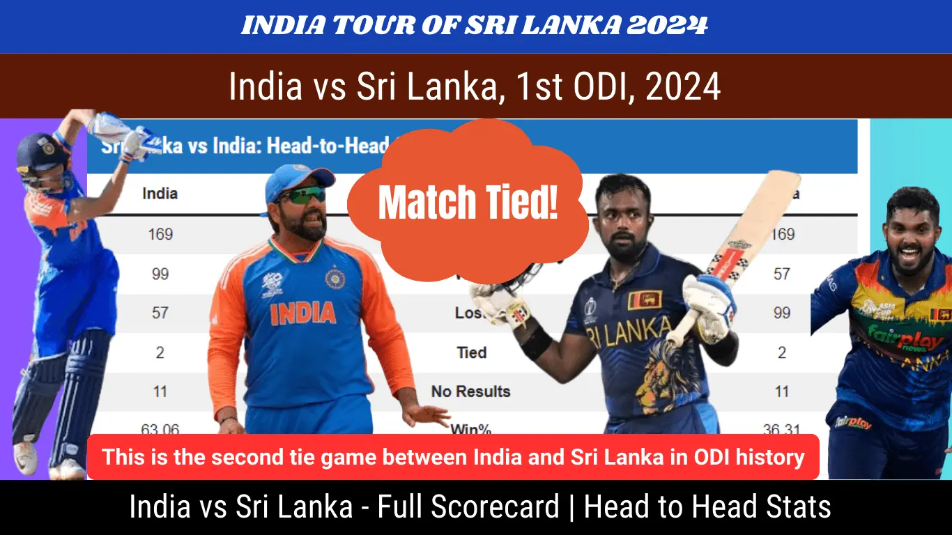 The first ODI between India and Sri Lanka concluded in a tie in 2024