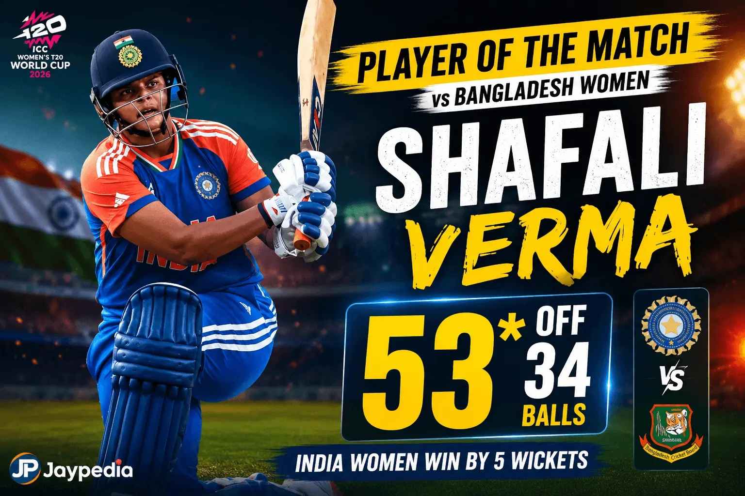 Shafali Verma Sinks Bangladesh W