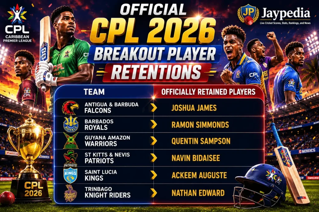 Top Young Players retained by each franchise in CPL 2026 Top Young Players retained by each franchise in CPL 2026